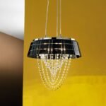 Pendul MALTA reglabil, 3xE14, otel cromat , pandantive de sticla transparenta H120cm ORION