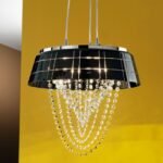 Pendul MALTA reglabil, 3xE14, otel cromat , pandantive de sticla transparenta H120cm ORION - imagine 5