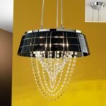 Pendul MALTA reglabil, 3xE14, otel cromat , pandantive de sticla transparenta H120cm ORION - imagine 3
