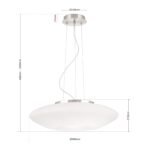 Lampa de Tavan Pendul BLANC, Baza soclu metal, Nuanta crom satinat, Abajur de sticlă opal mat, E27, 2x60W, Diametru 49cm, Inaltime 120cm ORION - imagine 7