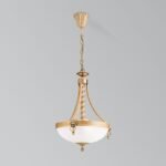 Suspensie ROCCA, cu abajur din sticla opal mat, E27 3x60W otel finisaj bronz, 32x120cm IP20 ORION - imagine 5