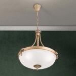 Suspensie ROCCA, cu abajur din sticla opal mat, E27 3x60W otel finisaj bronz, 42x120cm IP20 ORION - imagine 7