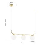 Aplica MADIS, 3 lampi E14, otel auriu, abajur sticla opal, lungime 124 ORION - imagine 8