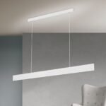 Pendul LED GIDEON, Baza din otel, Abajur din aluminiu cu banda LED lumină în sus și în jos, reglabilă, albă, 44W/810+1890lm/3000K, Lumina calda, Dimabil, Lungime 146.5cm, Inaltime 150cm IP20 ORION