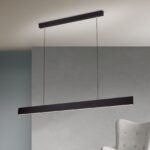 Pendul LED GIDEON, Baza din otel, Abajur din aluminiu cu banda LED lumină în sus și în jos, reglabilă, Negru, 44W/810+1890lm/3000K, Lumina calda, Dimabil, Lungime 146.5cm, Inaltime 150cm IP20 ORION