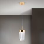 Pendul PRISM, LED 9W/600lm/3000K, cadru otel placat cu aur de 24 carate, Diametru 10cm ORION