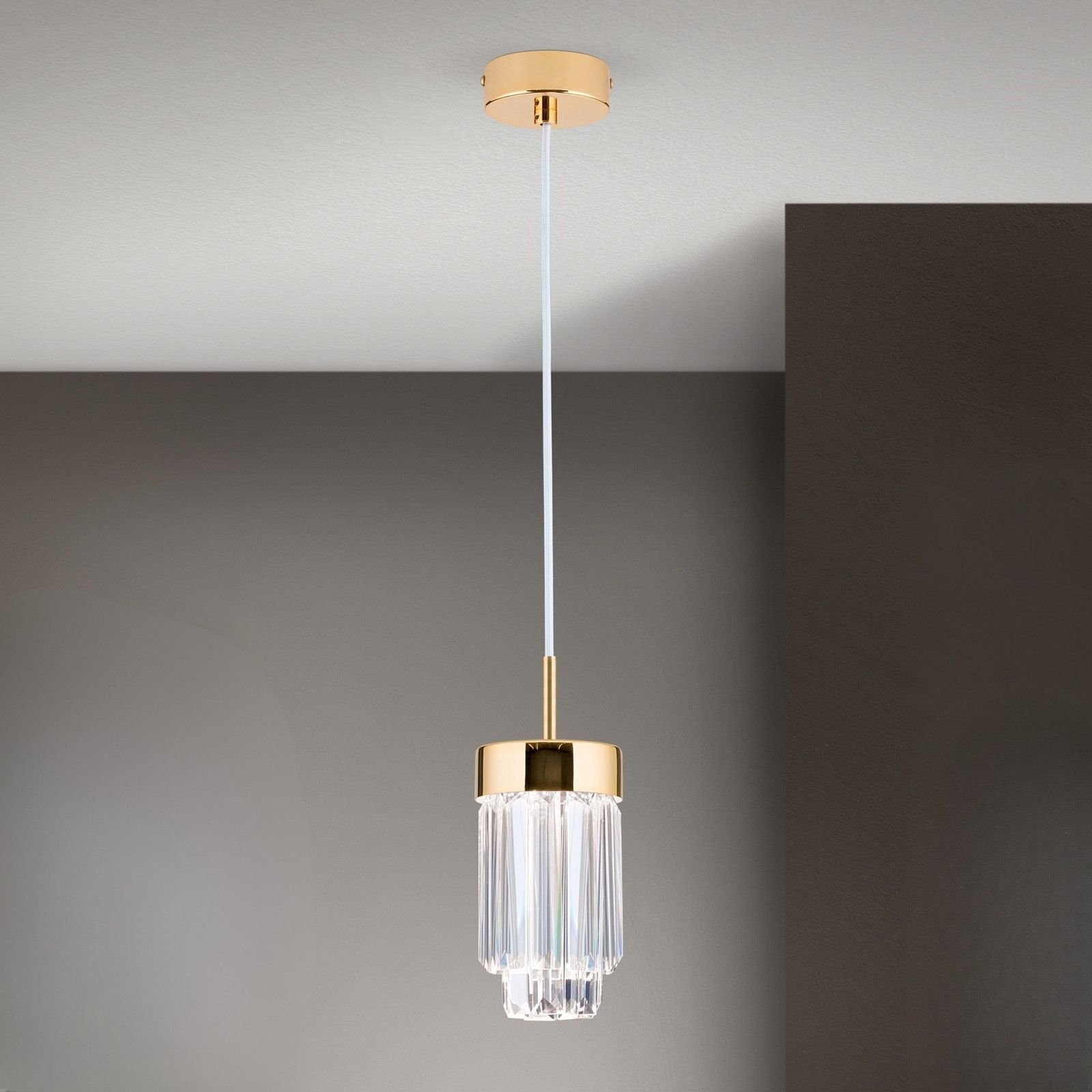 060.1702-011_01_n3 Pendul PRISM, LED 9W/600lm/3000K, cadru otel placat cu aur de 24 carate, Diametru 10cm ORION - imagine 1