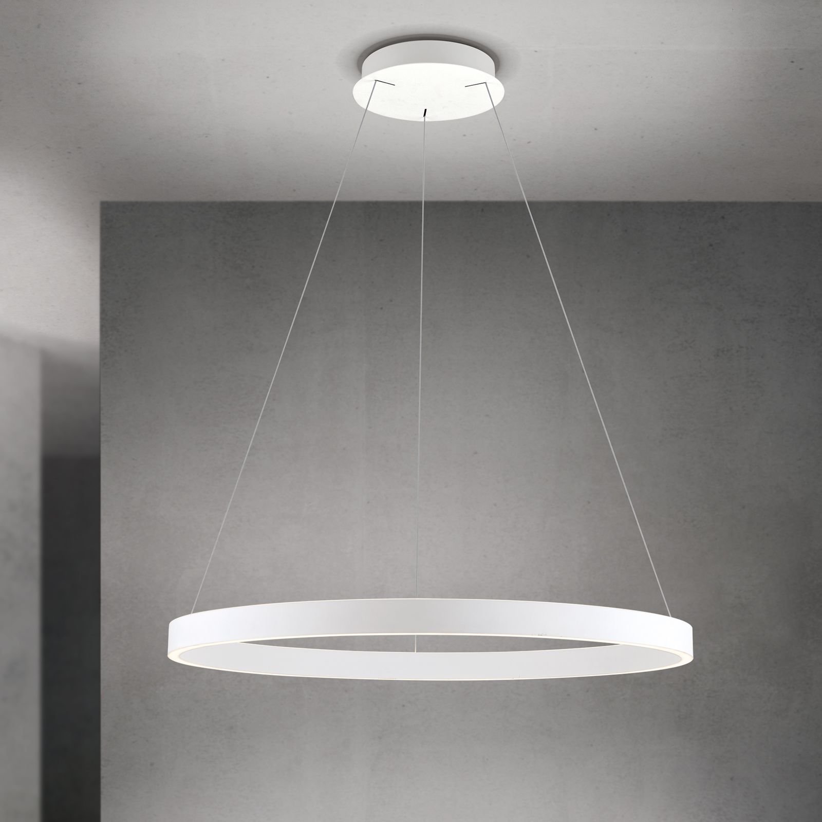 060.1717-030_01_n2 Pendul LED KOLK, Baza din otel, Abajur din aluminiu cu banda LED, Alb, 80W/4500lm/3CCT Lumina calda-neutra-rece, Dimambil, Diametru 80cm, Inaltime 200cm IP20 ORION - imagine 1