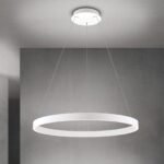 Pendul LED KOLK, Baza din otel, Abajur din aluminiu cu banda LED, Alb, 80W/4500lm/3CCT Lumina calda-neutra-rece, Dimambil, Diametru 80cm, Inaltime 200cm IP20 ORION - imagine 3