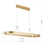 Pendul LED CARRARA, Auriu periat, Baza din otel, Abajur din aluminiu cu banda LED 80W/4500lm/3CCT Lumina calda-neutra-rece, Dimambil, Latime 30cm, Lungime 120cm, Inaltime 200cm IP20 ORION - imagine 9