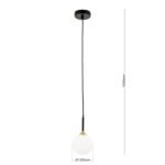 Pendul SNOWWHITE, 1 lampa G9, otel negru, abajur sticla opal, diametrul 12cm ORION - imagine 8
