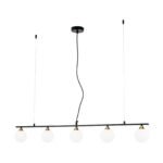 Suspensie SNOWWHITE, 5 lampi G9, otel negru, abajur sticla opal, lungime 120cm ORION - imagine 5