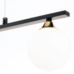 Suspensie SNOWWHITE, 5 lampi G9, otel negru, abajur sticla opal, lungime 120cm ORION - imagine 7