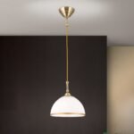 Pendul OLD LAMP, 1xE27, otel alama antica, abajur sticla opal mat, Ø22cm ORION