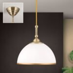 Pendul OLD LAMP, 1xE27, otel alama antica, abajur sticla opal mat, Ø22cm ORION - imagine 3