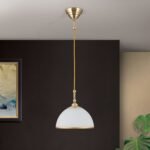 Pendul OLD LAMP, 1xE27, otel alama antica, abajur sticla opal mat, Ø22cm ORION - imagine 4
