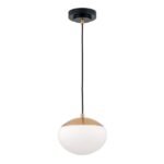 Pendul JOSEPHINE, 1 lampa E27, otel negru, abajur sticla opal, diametrul 18cm ORION - imagine 5