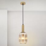 Pendul Carneval, 1 Lampa E27, Otel Alama Antica, Abajur Sticla Chihlimbar, Diametrul 14cm, Orion