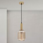 Pendul Carneval, 1 Lampa E27, Otel Alama Antica, Abajur Sticla Chihlimbar, Diametrul 14cm, Orion - imagine 4