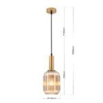 Pendul Carneval, 1 Lampa E27, Otel Alama Antica, Abajur Sticla Chihlimbar, Diametrul 14cm, Orion - imagine 8