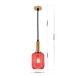 Pendul CARNEVAL, 1 lampa E27, otel alama antica, abajur sticla rosie, diametrul 14cm ORION - imagine 8