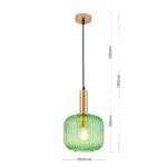 Pendul CARNEVAL, 1 lampa E27, otel alama antica, abajur sticla verde, diametrul 20cm ORION - imagine 8