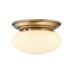 Plafoniera NOSTALGIE, 2 lampi E27, alama solida antica, abajur sticla sampanie, diametrul 40cm ORION - imagine 5