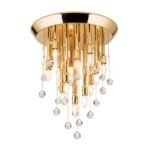 Plafoniera GALAXY cu 19 becuri  si pandantive cristal Swarovski, E14 cadru alama masiva placata cu aur de 24K ORION - imagine 5