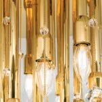Plafoniera GALAXY cu 19 becuri  si pandantive cristal Swarovski, E14 cadru alama masiva placata cu aur de 24K ORION - imagine 6
