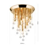 Plafoniera GALAXY cu 19 becuri  si pandantive cristal Swarovski, E14 cadru alama masiva placata cu aur de 24K ORION - imagine 8