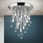 Plafoniera GALAXY cu 19 becuri  si pandantive cristal Swarovski, E14 cadru alama masiva placata cu crom ORION