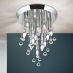 Plafoniera GALAXY cu 19 becuri  si pandantive cristal Swarovski, E14 cadru alama masiva placata cu crom ORION - imagine 3