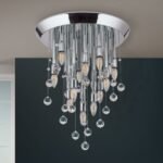 Plafoniera GALAXY cu 19 becuri  si pandantive cristal Swarovski, E14 cadru alama masiva placata cu crom ORION - imagine 4