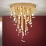 Plafoniera GALAXY cu 27 becuri  si pandantive cristal Swarovski, E14 cadru alama masiva placata cu aur de 24K ORION