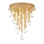 Plafoniera GALAXY cu 27 becuri  si pandantive cristal Swarovski, E14 cadru alama masiva placata cu aur de 24K ORION - imagine 5