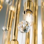 Plafoniera GALAXY cu 27 becuri  si pandantive cristal Swarovski, E14 cadru alama masiva placata cu aur de 24K ORION - imagine 6