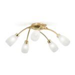 Plafoniera CARLA, cu abajur din sticlă cu model decorativ perforat, G9 5x40W otel finisaj alama lucioasa, 60cm IP20 ORION - imagine 5