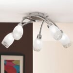 Plafoniera CARLA, cu abajur din sticlă cu model decorativ perforat, G9 5x40W otel finisaj crom, 60cm IP20 ORION - imagine 3