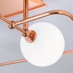 Plafoniera PIPES, G9 cadru tevi alama solida finisaj cupru cu abajur sticla opal lucios ORION - imagine 7