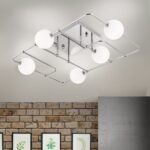 Plafoniera PIPES, G9 cadru tevi alama solida nichelata cu abajur sticla opal lucios ORION - imagine 3