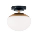 Plafoniera JOSEPHINE, 1 lampa E27, otel negru, abajur sticla opal, diametrul 18cm ORION - imagine 6