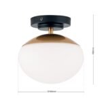 Plafoniera JOSEPHINE, 1 lampa E27, otel negru, abajur sticla opal, diametrul 18cm ORION - imagine 9