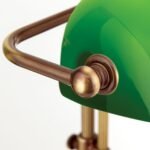 Lampa de masa HARVARD, Baza soclu alama solida, Nuanta alama antica, Abajur de sticlă verde pivotant și reglabil pe înălțime, Comutator cu snur de tragere, E27, 60W, Inaltime 53cm ORION - imagine 6