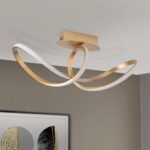 Lampa de Tavan LED CIRCUS, Baza din otel, Nuanta Alama mata, Abajur policarbon opal LED 30W/1800lm/3000K, Lungime: 61,0 cm, Lăţime: 25,0 cm, Înălţime: 27,0 cm ORION - imagine 3