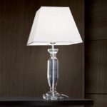 Lampa de masa POKAL, cu Sticlă de cristal K9 si Abajur Alb-Crom, E27, 60W, Inaltime 70cm ORION - imagine 6