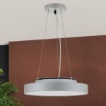 Lampa de Tavan LED SPACE, Baza din aluminiu titan argintiu-mat cu banda LED, 40W/4400lm/3000K Lumina calda, Dimambil, Diametru 43.5cm, Inaltime 150cm IP20 ORION - imagine 3