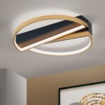 Lampa de tavan LED OLGA, Baza din aluminiu, Nuanta negru-auriu, Abajur policarbon opal LED 28W/1400lm/3000K dimabil, Diametrul 43.5cm, Înălţime 8cm ORION - imagine 3