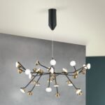 Lampa suspendata LED BLOSSOM, Baza soclu otel Negru, 36 lumini cu aspect antic, LED 108W/7560lm/3000K, Diametru 76cm, Inaltime 150cm ORION - imagine 4