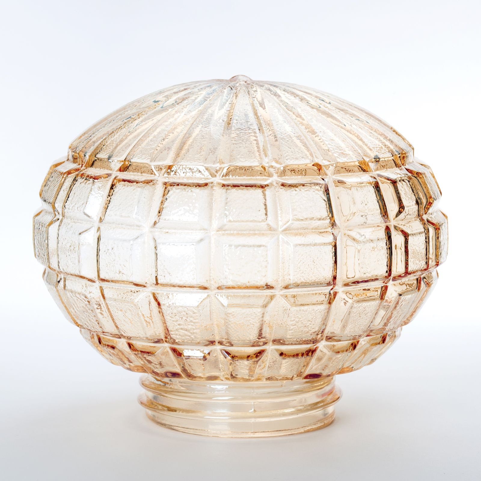 0e753d3a-a8b1-44b3-b6f6-caf5e03d8052 Abajur Rotund din Sticlă Groasa cu filet, Diametrul 160mm, Înălţime 140mm, Finisaj Auriu, Orificiu filet 84mm ORION - imagine 1
