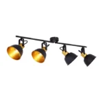 Plafoniera Clasica Fillo, 4 Spoturi metal negru pe bara, abajur negru + auriu la interior, metal, mobil, dulie E14 x4 fara becuri, GLOBO - imagine 3